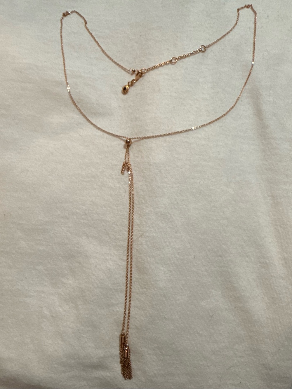J.Crew Rose Gold Tone Lariat Y-Necklace Delicate Chain Tassel Drop